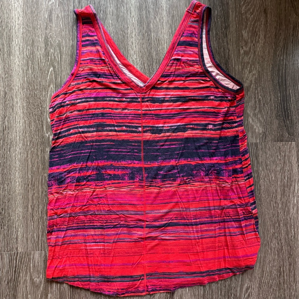 Maurices | Red and Navy Striped V-Neck Sleeveless Top